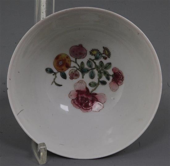 A Chinese ruby backed famille rose bowl, early Qianlong period, diameter 11.5cm, small rim chip